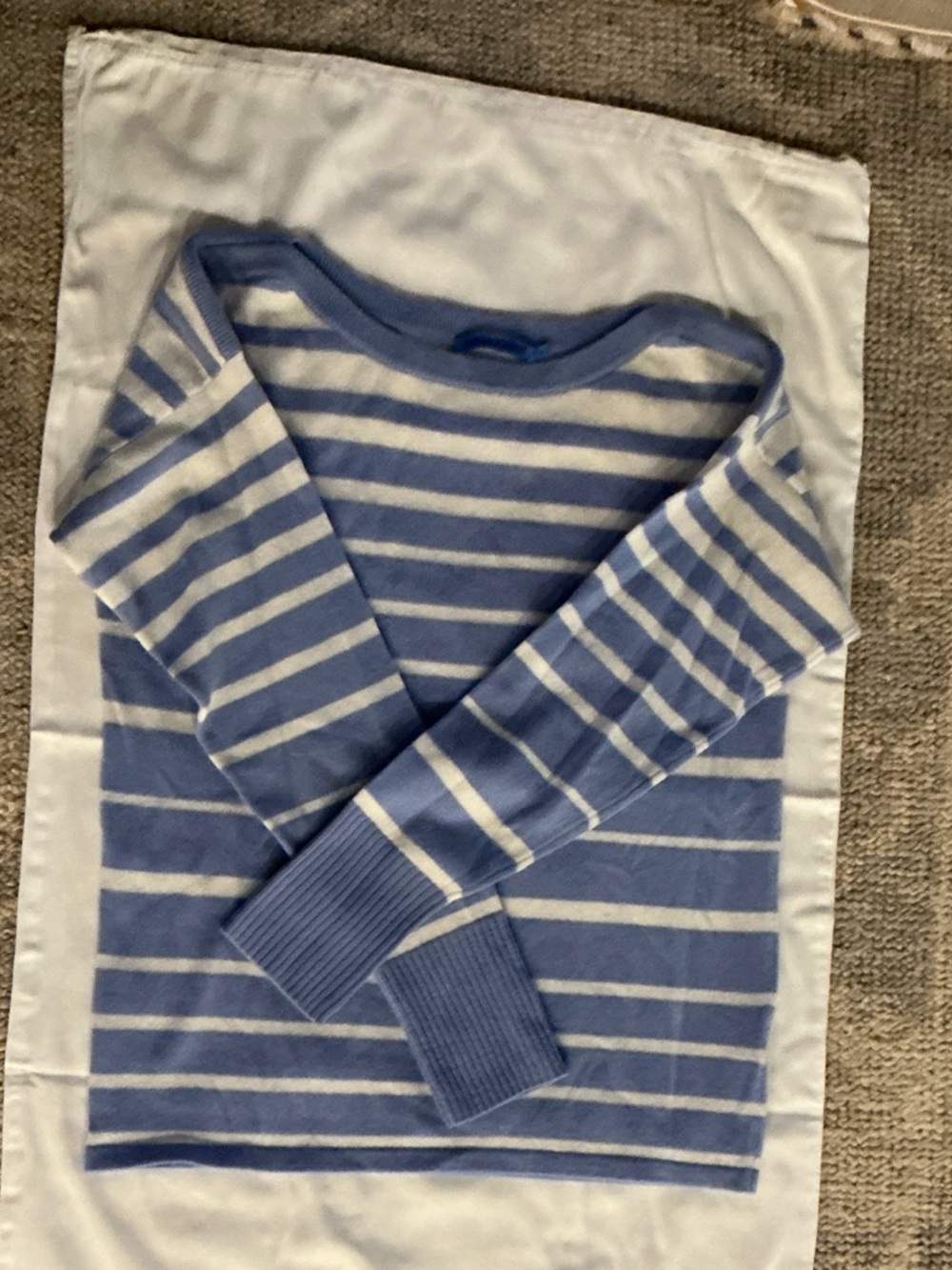J. McLaughlin Light Blue and White Striped Crewneck Sweater